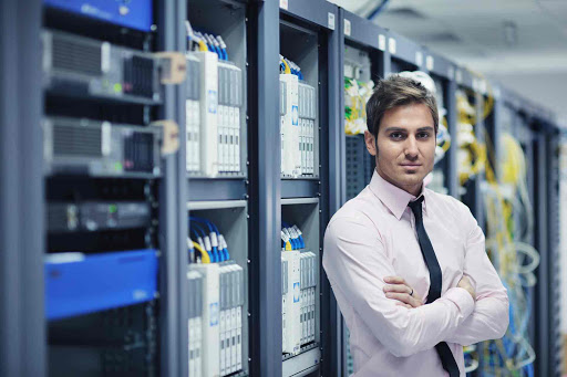 data center worker with IT department efficiency