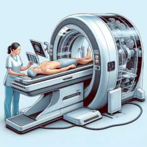 Patient laying on CT scanner 