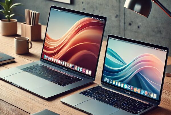 A-sleek-MacBook-Pro-and-a-MacBook-Air-displayed-side-by-side-on-a-modern-wooden-desk