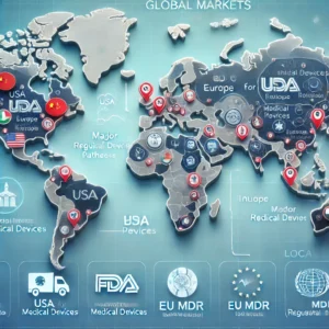 A map highlighting major global markets for medical devices.