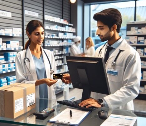 Two doctors making an exchange