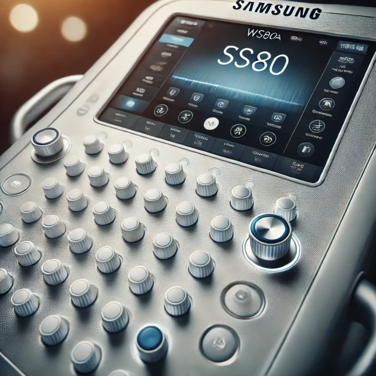 Close-up of Samsung WS80A ultrasound machine control panel