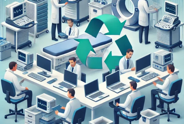 A-professional-setting-where-a-team-of-experts-is-inspecting-used-medical-equipment-for-liquidation