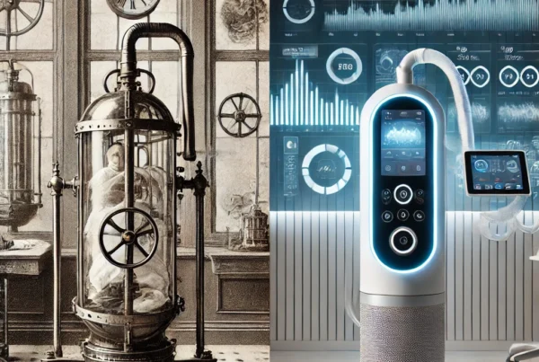 the-evolution-of-ventilators.-On-the-left-side-a-black-and-white-historical-photo-style-depiction-of-an-iron-lung
