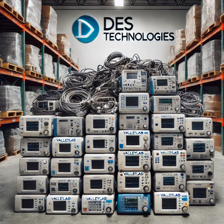 A-warehouse-scene-with-used-Valleylab-Electrosurgical-units-stacked-and-organized-for-resale-or-recycling