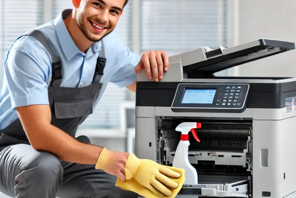 A-professional-technician-in-a-clean-office-environment-servicing-a-laser-printer