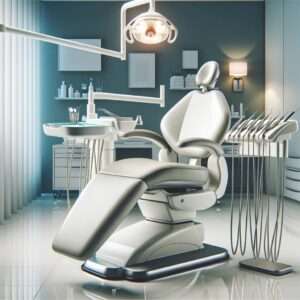 Dental office with chair and equipment