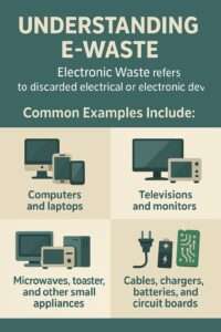 Common Examples of e-waste in a diagram 