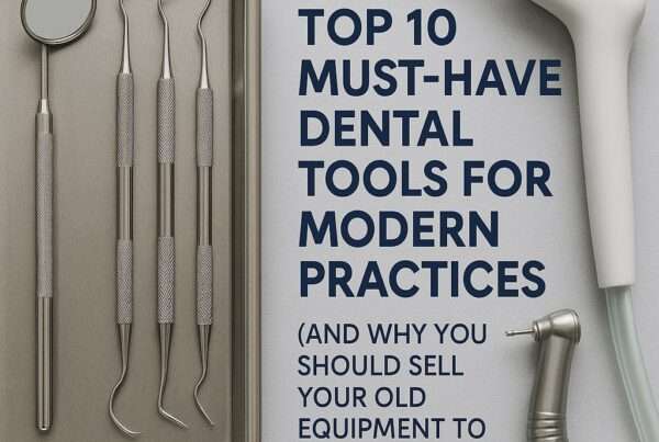 Dental equipment laying on white table