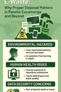 Poster with e-waste printed on it with images of dangerous technology and e-waste