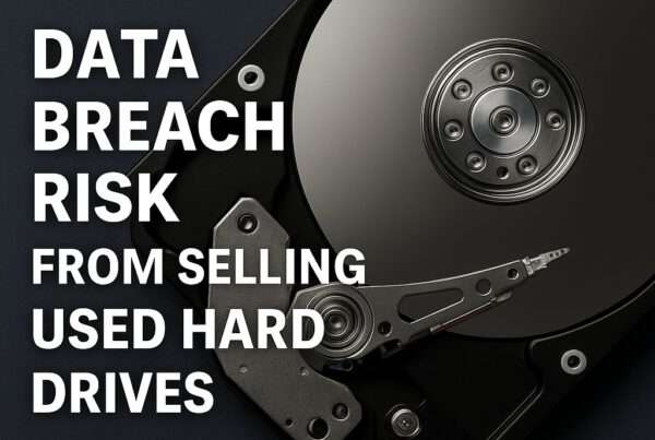 Hard drive imaged with white text printed in the foreground