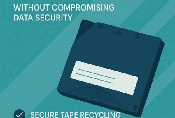 LTO tape with white writing in the background