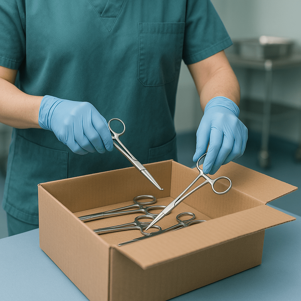 surgeon using clamps