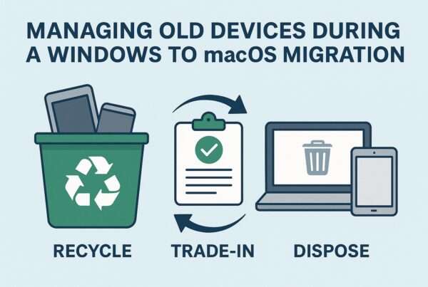 "Managing old devices during a windows to macos migration"