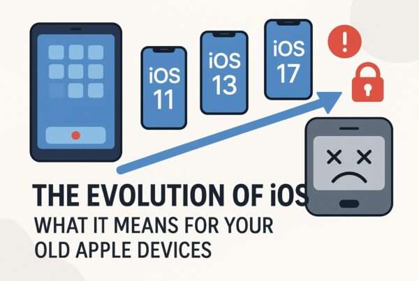 animated phones showing the evolution of iOS