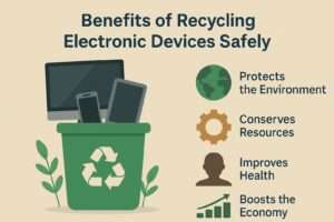 electronics in a recycling bin
