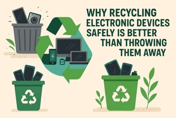 old electronics in recycling bins